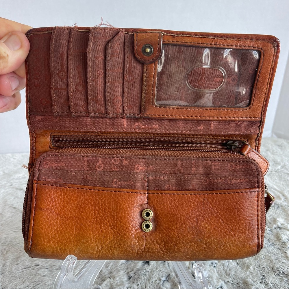Fossil brown leather wallet. Vintage Style - Picture 2 of 11